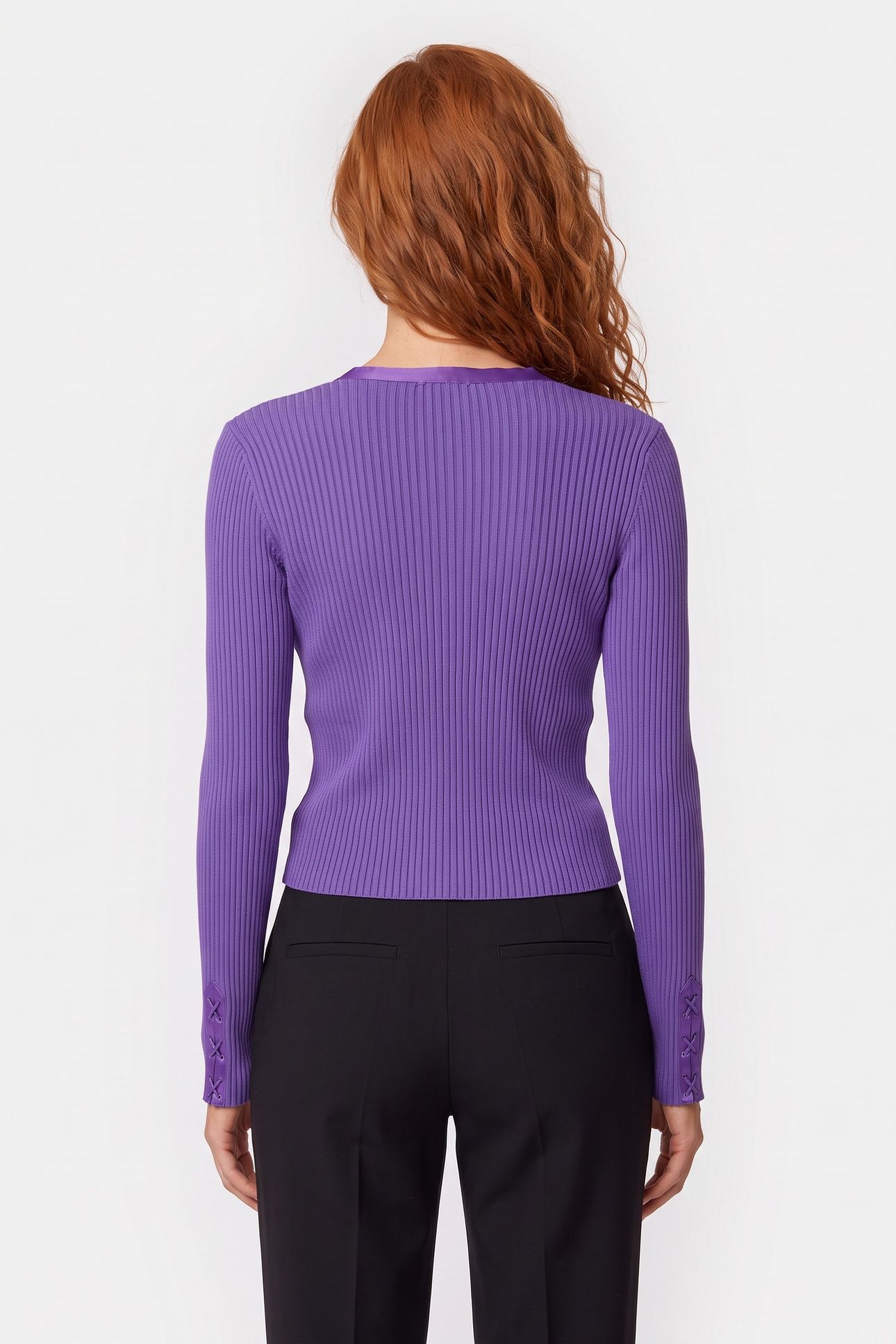 BONDAGE LACING WOOL CARDIGAN BLUE 2