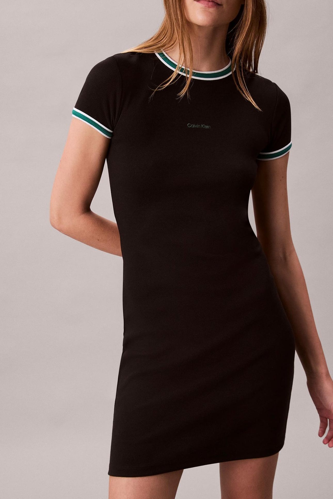 SS COLOR BLOCK COTTON DRESS BLACK 1