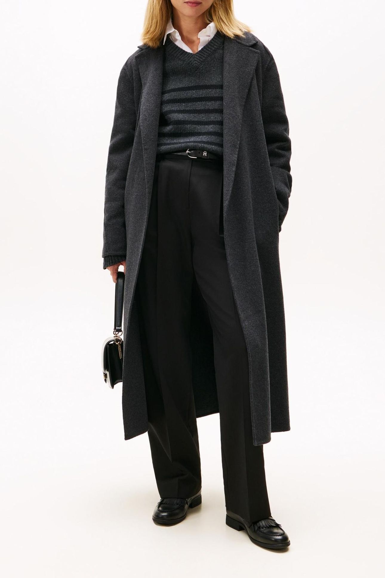 DF WOOL REG BELTED COAT DARK GREY HEATHER 1