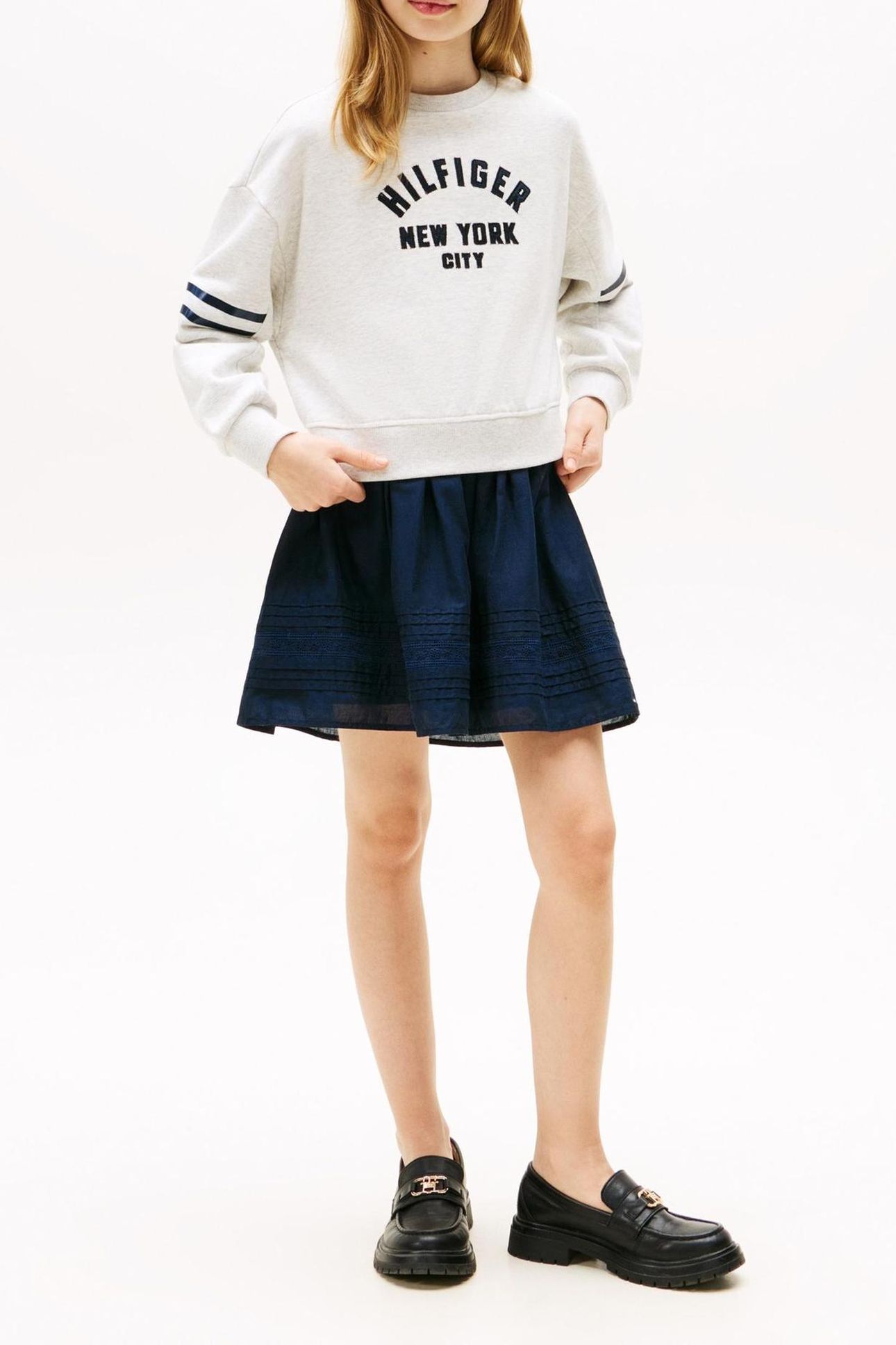 GIRLS HILFIGER BATWING SWEATER GREY HEATHER 3