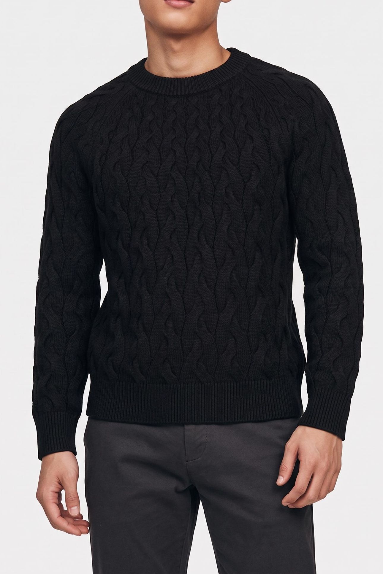 LS LAMBSWOOL BLEND CREW BLACK 1