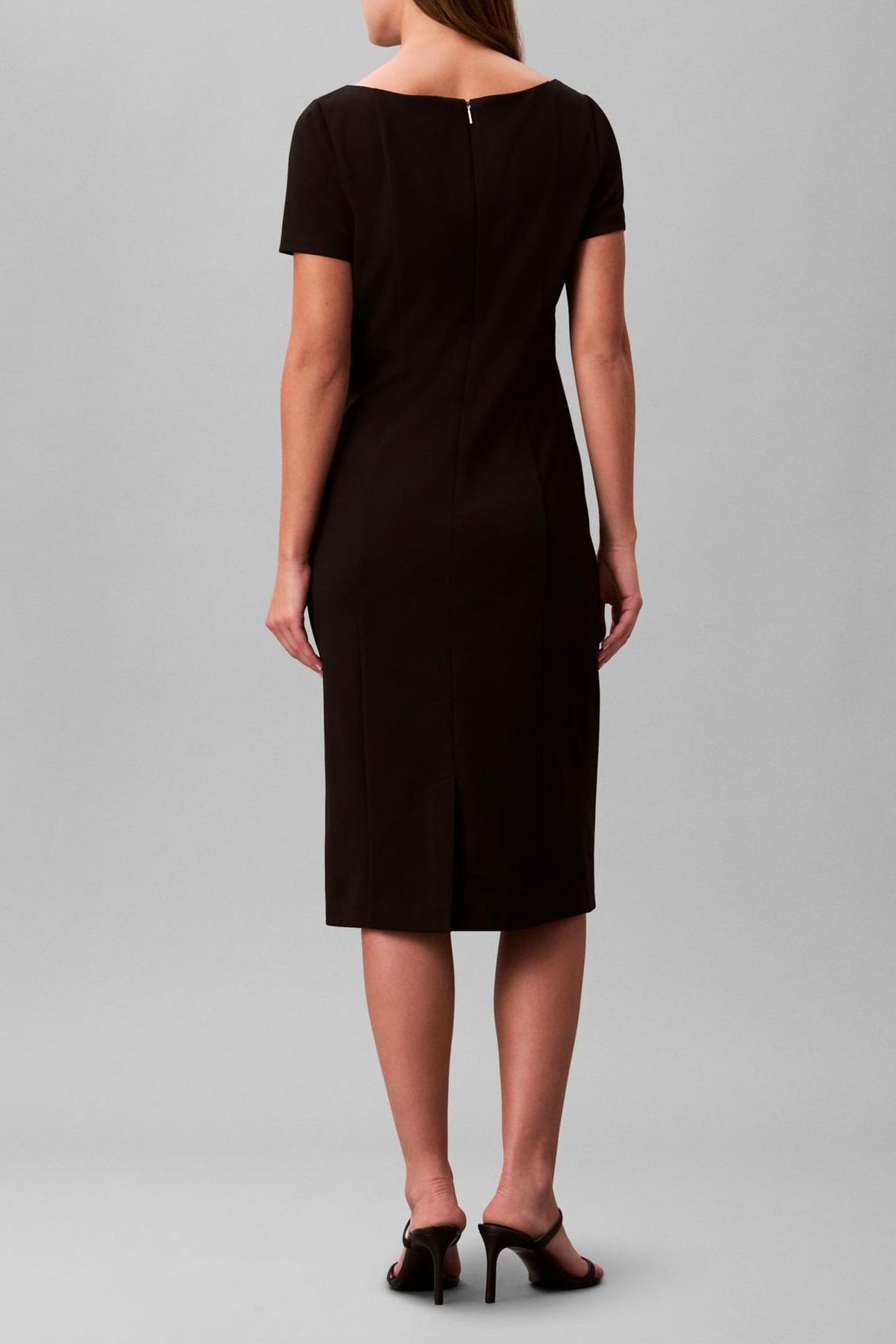 STRETCH CREPE BOAT DRESS BLACK 2