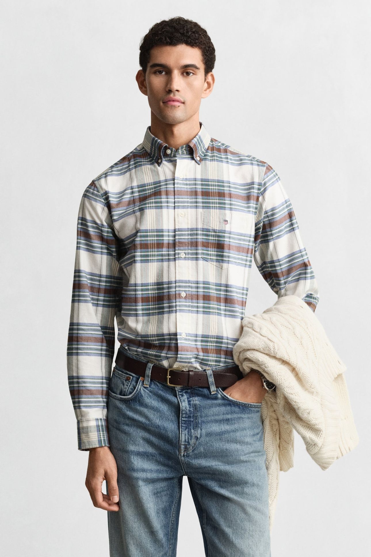 REG OXFORD CHECK SHIRT WOODY GREEN 1