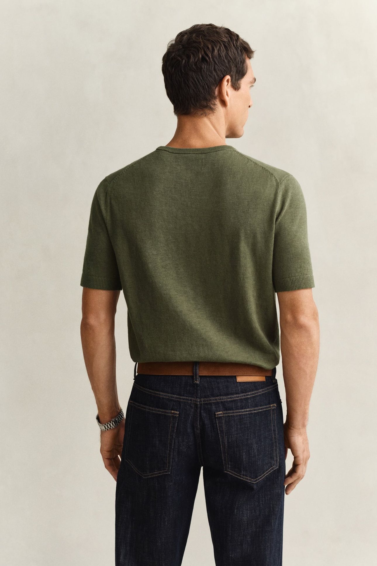 SLUB COTTON LINEN SS C-NECK DRY HERB GREEN 2