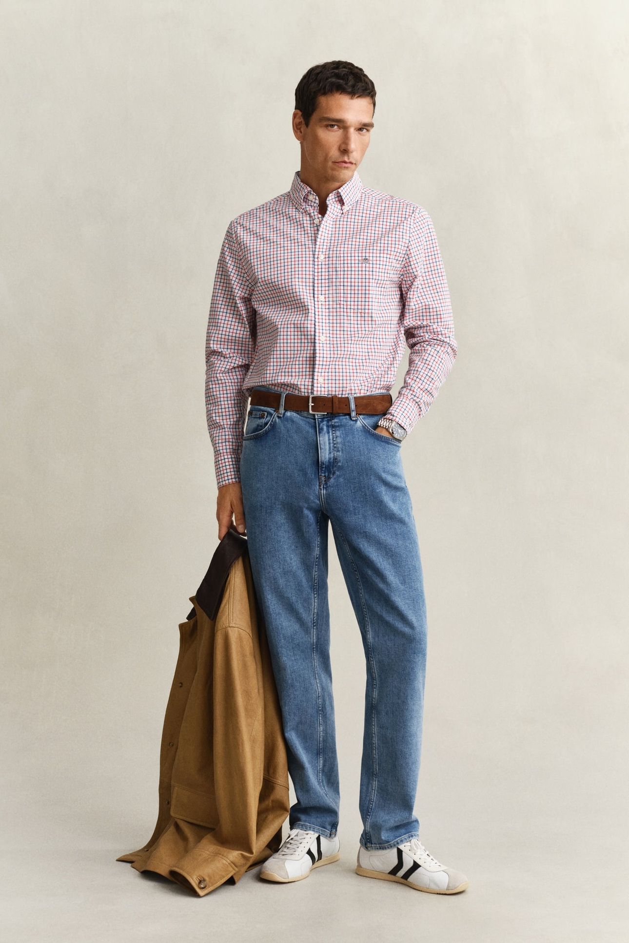 REG CLASSIC POPLIN CHECK ROSE RED 3