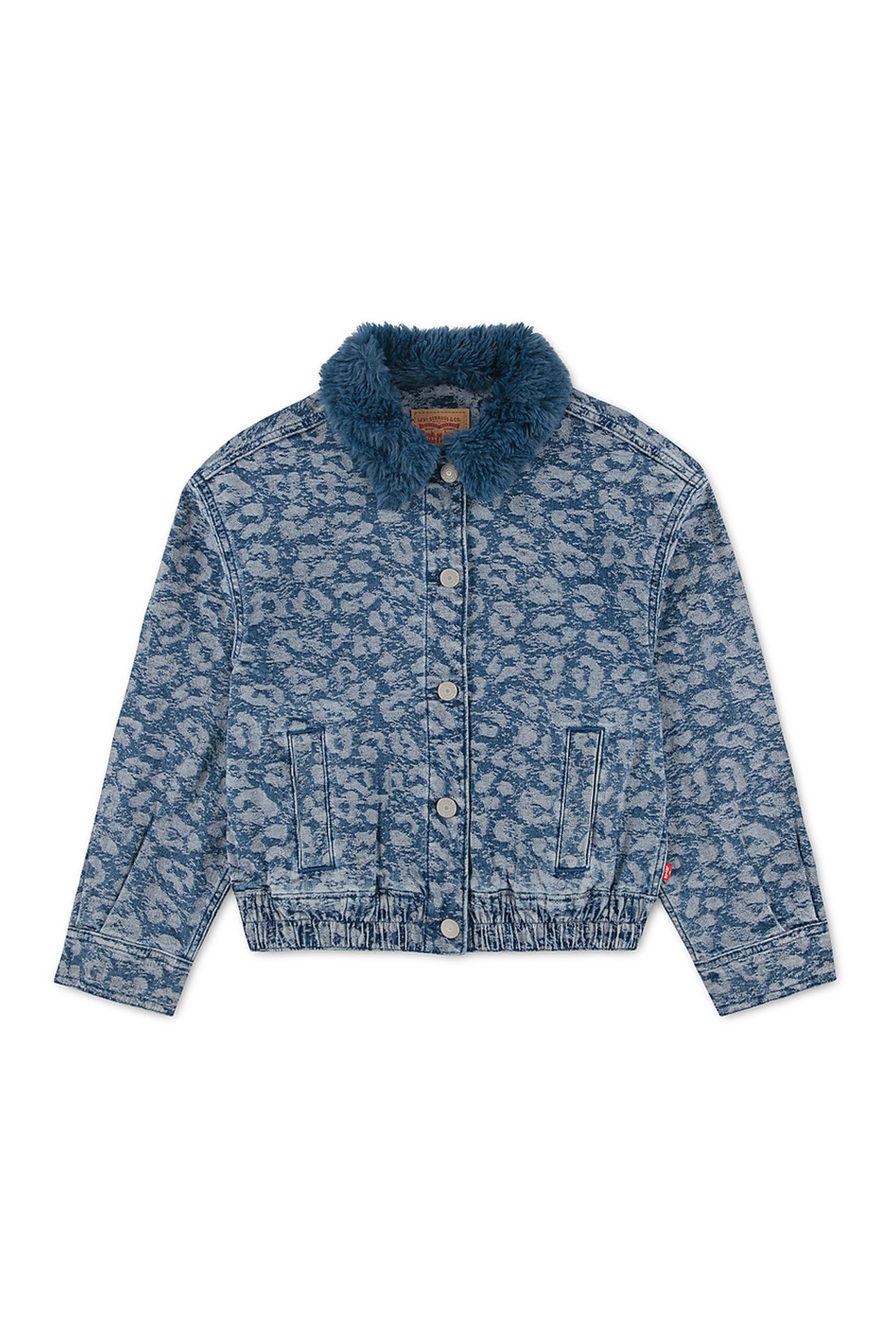 GIRLS OVERSIZED FUR COLLARED JACKET BLAZING BLUE 1