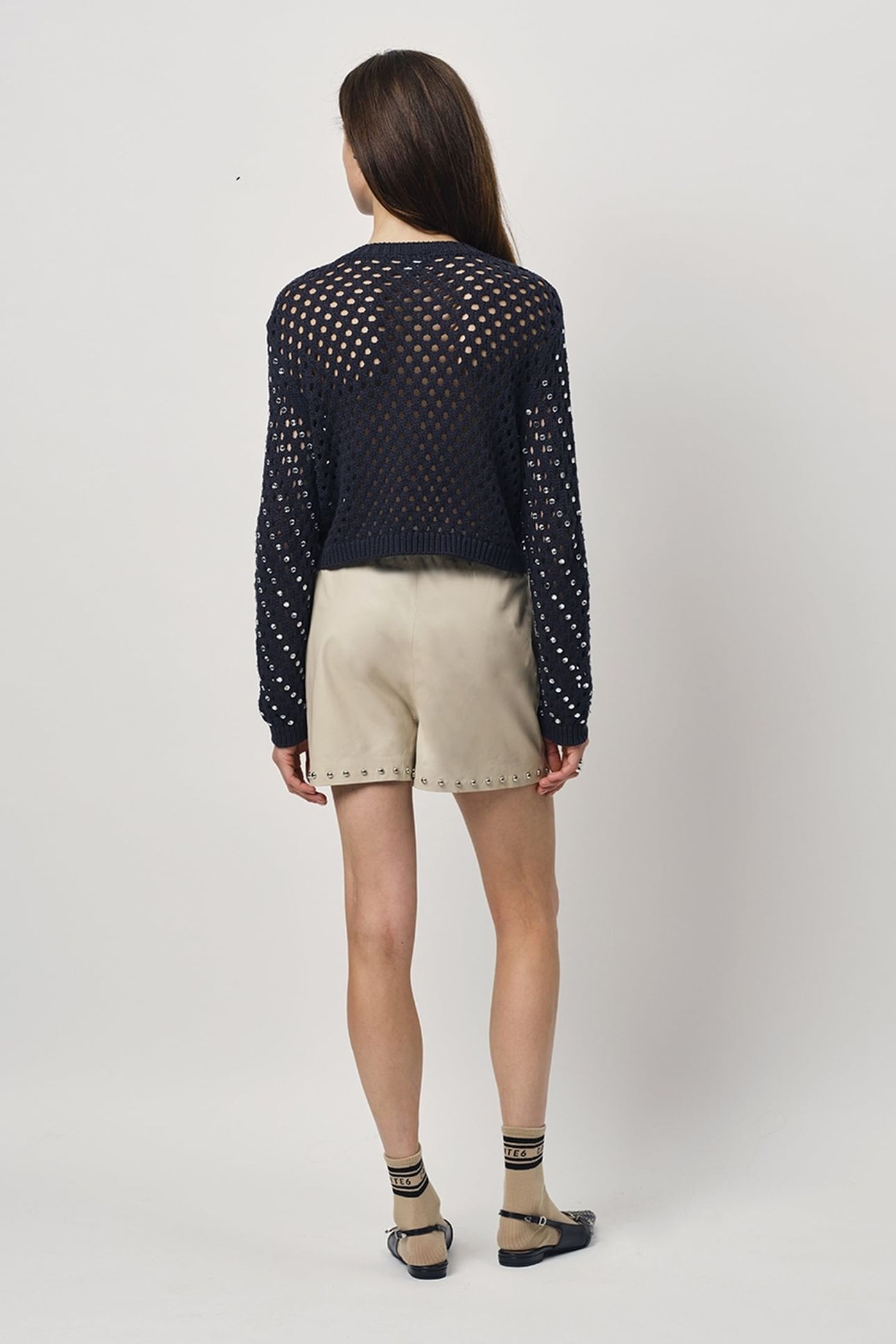 ORPHEE CROPPED RHINESTONE SWEATER NAVY INK 3