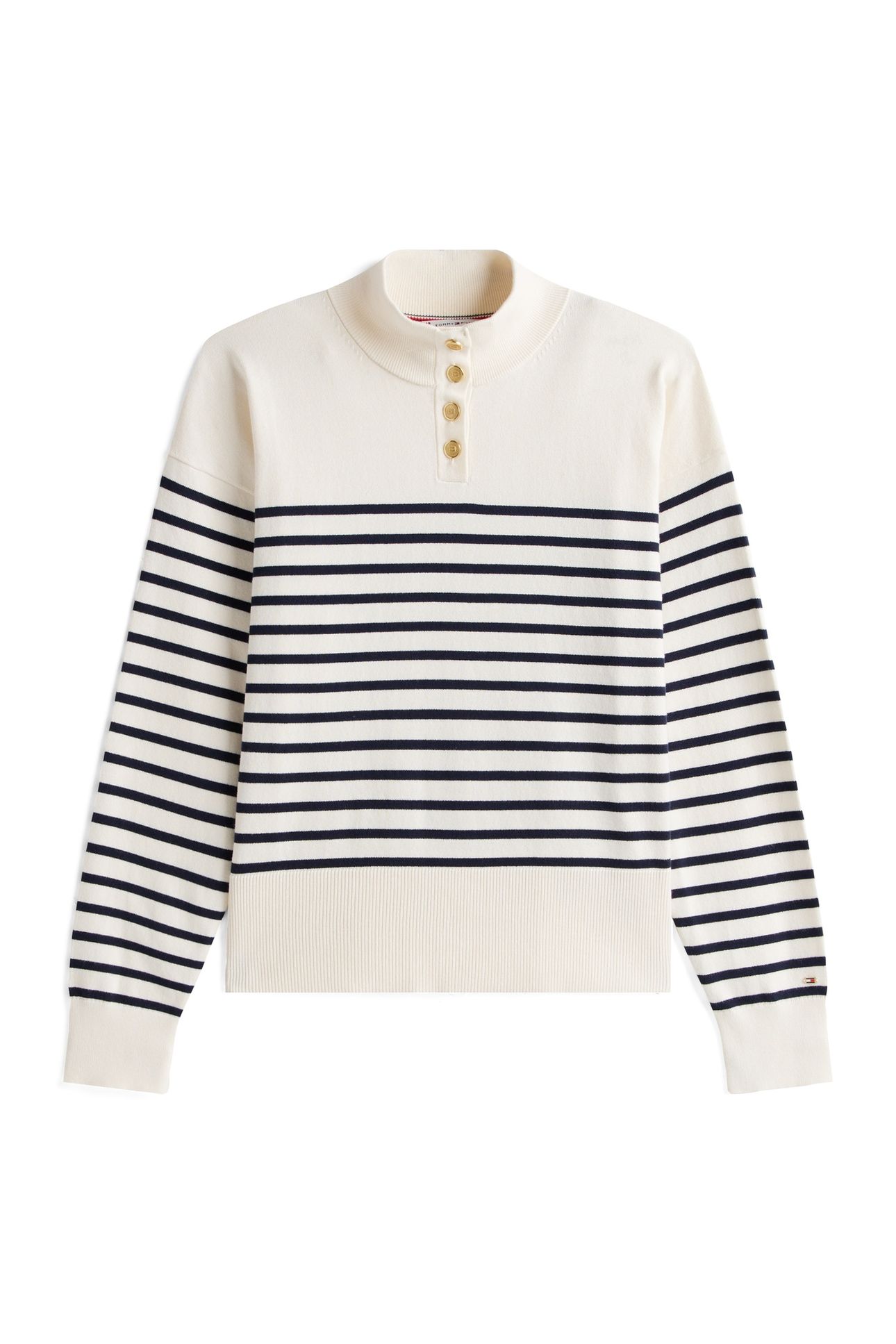 CO JERSEY GOLD BUTTON SWEATER PLACED THIN NAVY 4