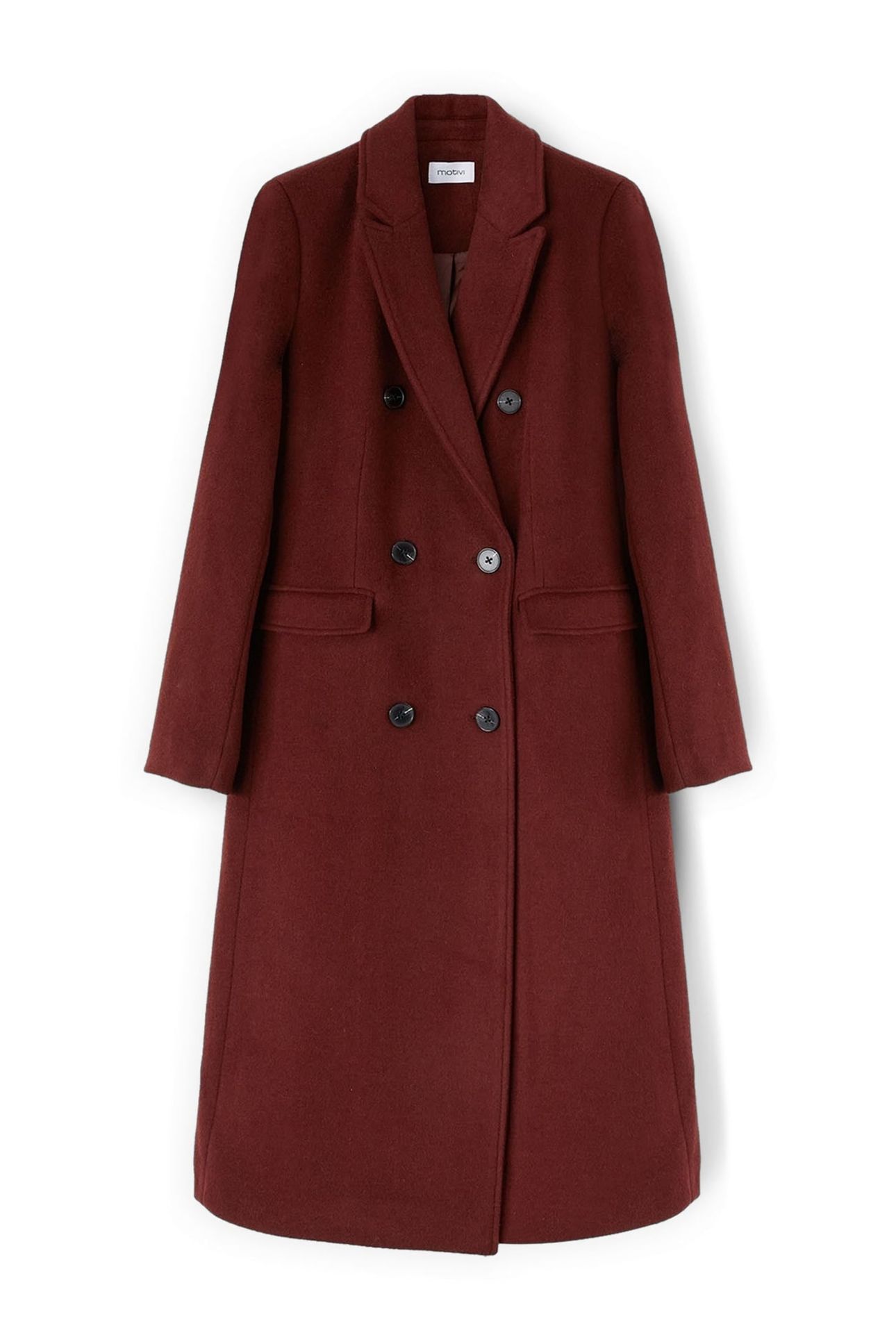 DOUBLE-BREASTED COAT IN WOOL BLEND DRAP BROWN 6