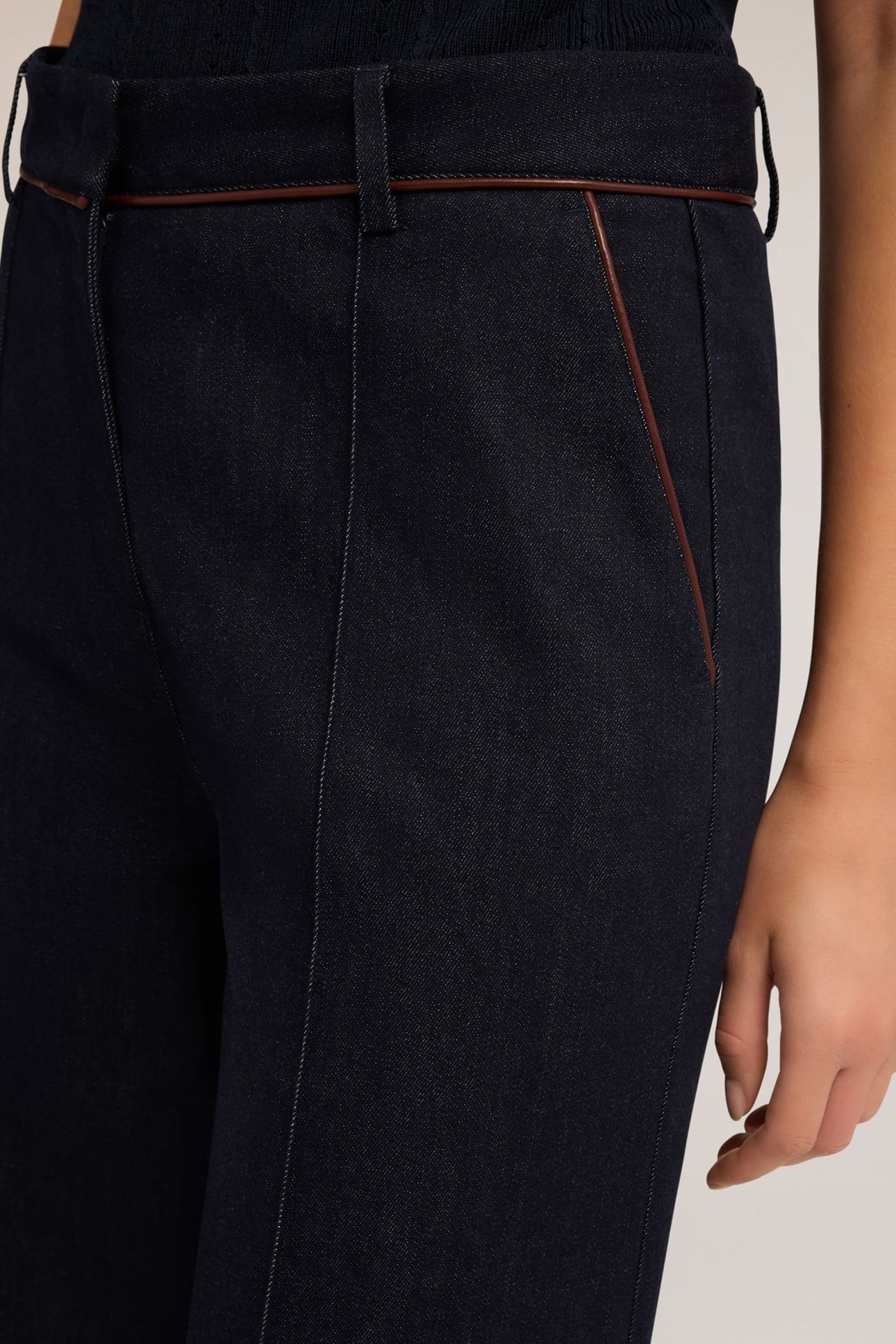 PALAZZO JEANS WITH PIPING BLUE 5