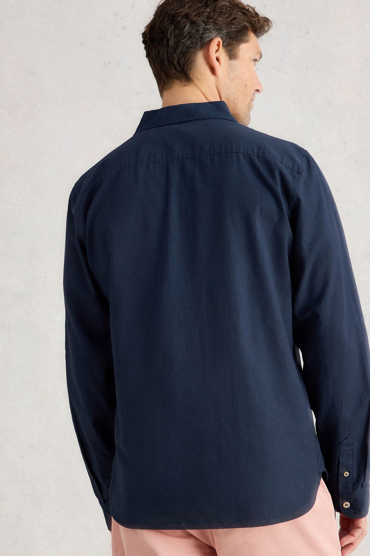 ELY LINEN COTTON LS SHIRT DARK NAVY 3