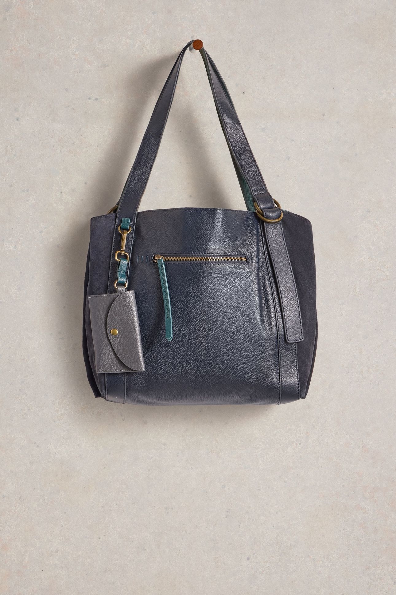 HANNAH LEATHER TOTE DARK NAVY 3