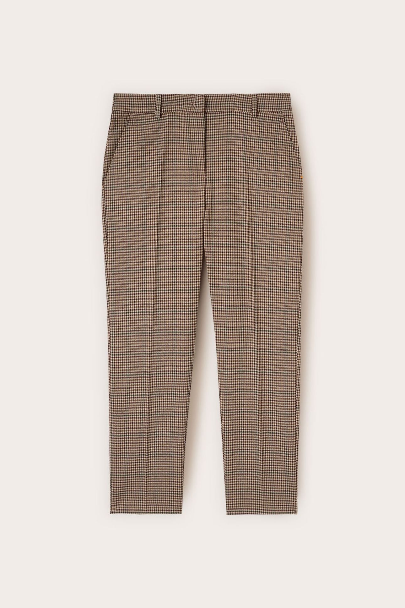 REGULAR FIT PANTS WITH CHECK PATTERN BEIGE 4