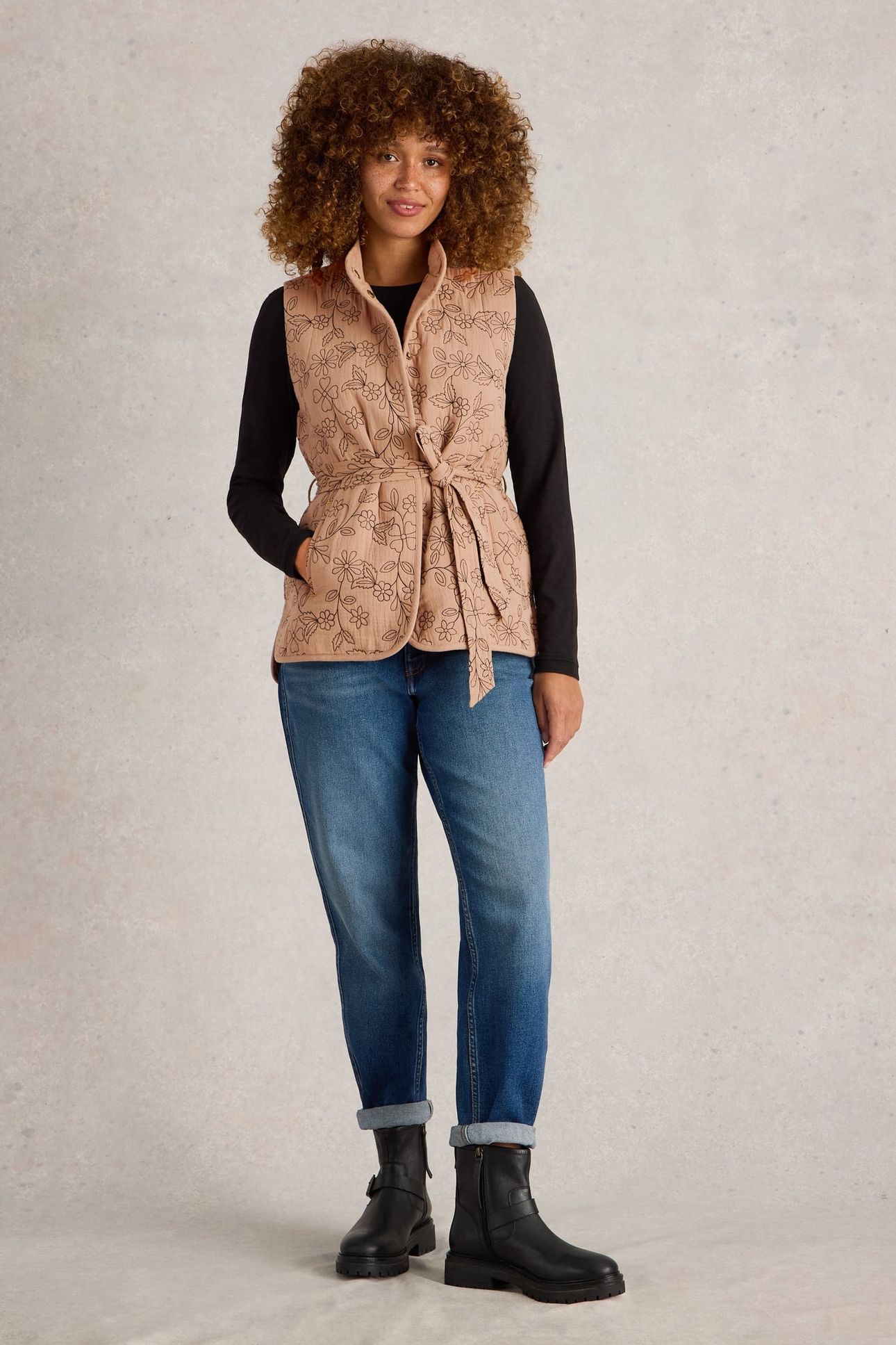 FLORENCE EMBROIDERED GILET NATURAL MULTI 2
