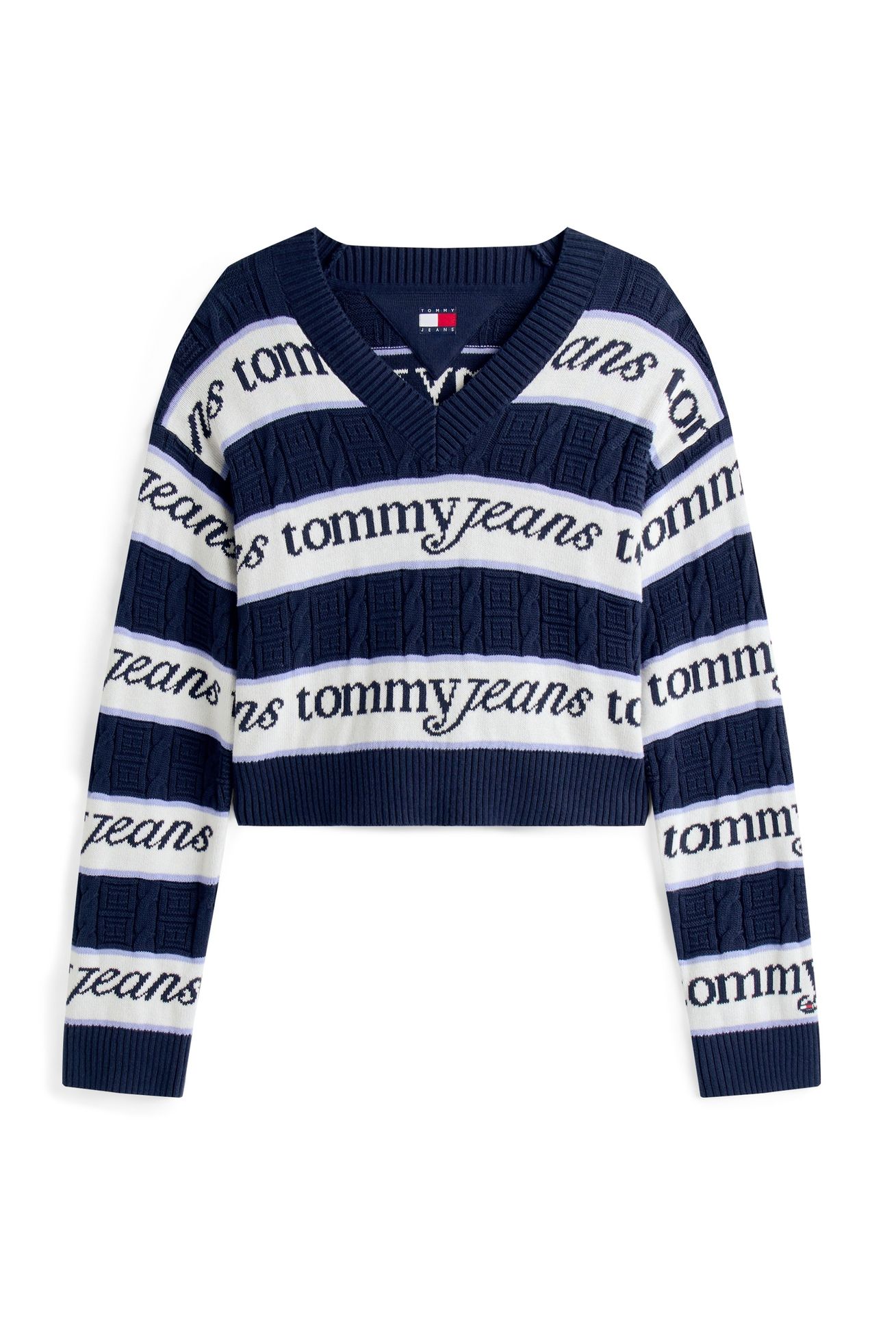 TJW STRIPE LOGO SWEATER DARK NIGHT NAVY/STRIPE 4
