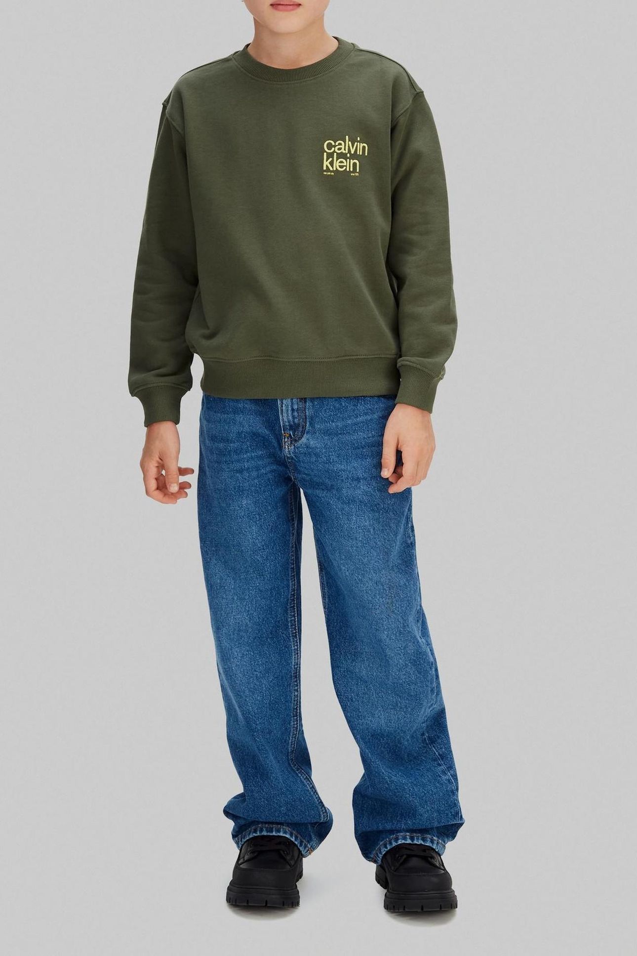 BOYS RELAXED BACK PRINT CREW THYME 1