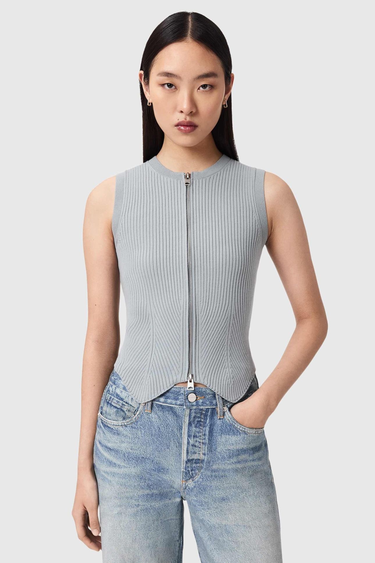 CRUZ ZIP WAISTCOAT STEEL BLUE 2