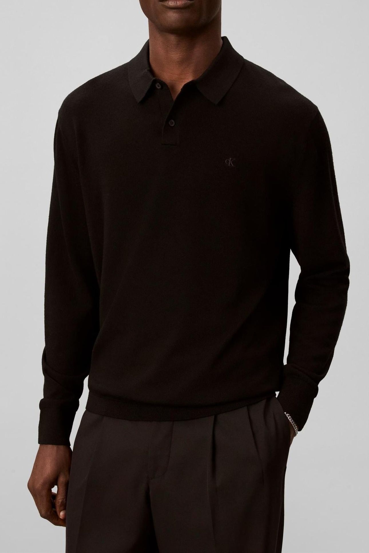 LS 100% MERINO POLO BLACK 1