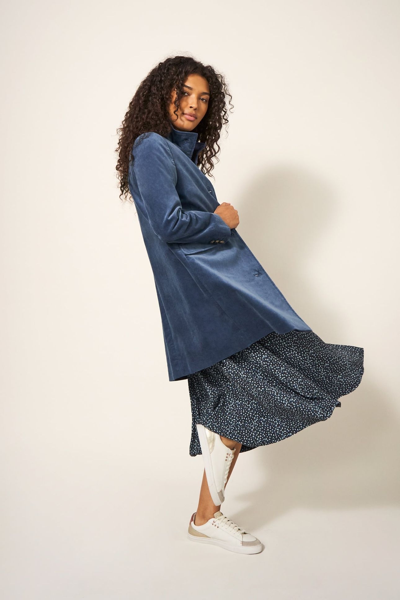 KARLA VELVET COAT DUSTY BLUE 2