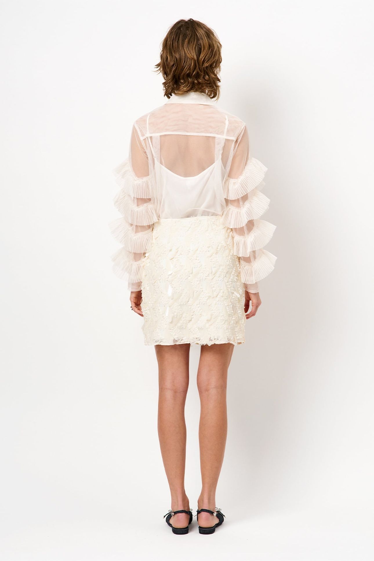 PIERS TULLE RUFFLED SHIRT BUTTER CREAM 4