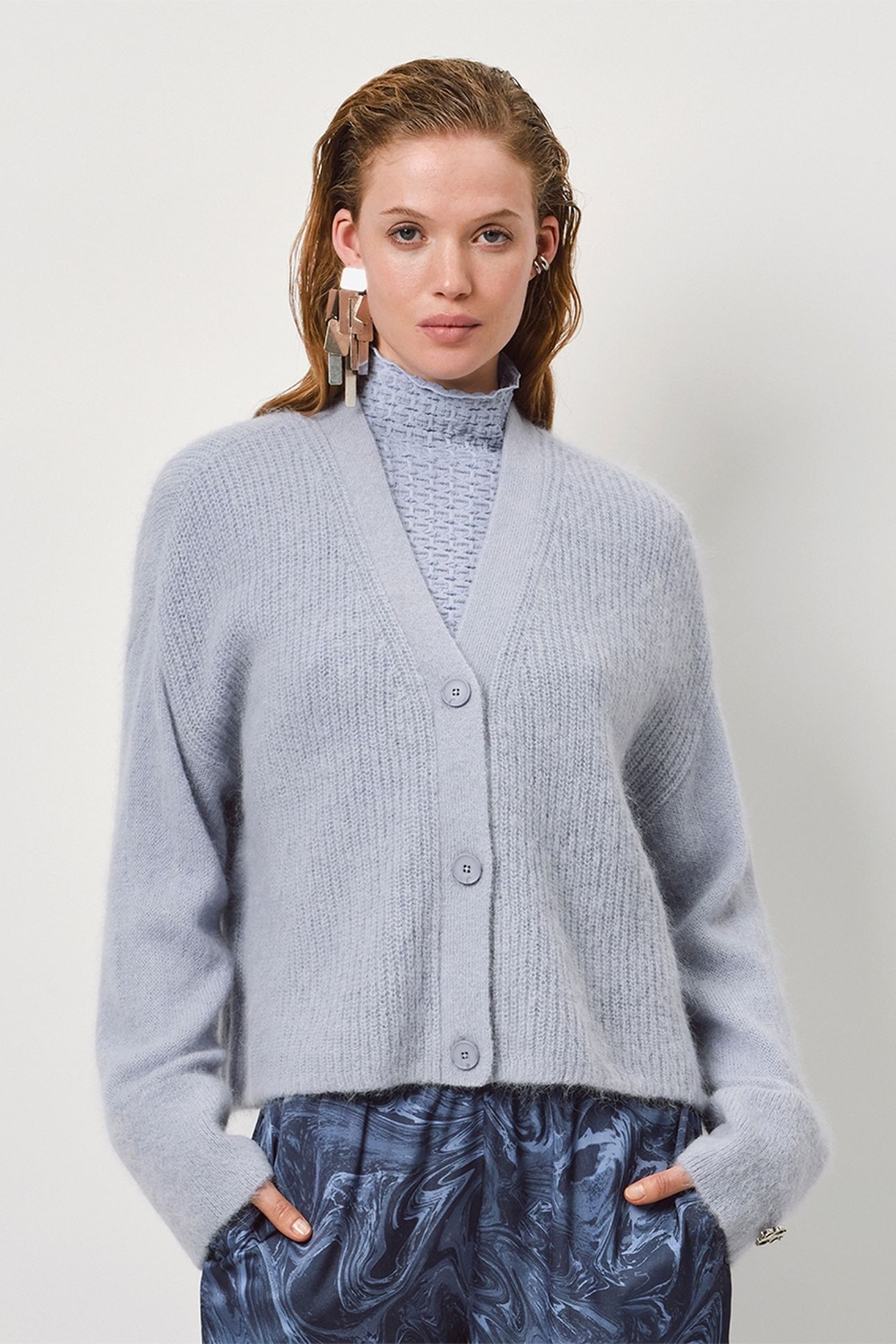 UTAH CROPPED CARDIGAN ICED BLUE 1