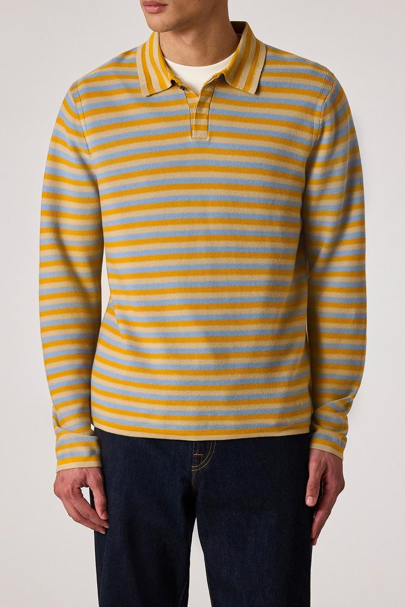 MENS SWEATER LS POLO LIGHT BLUE 1