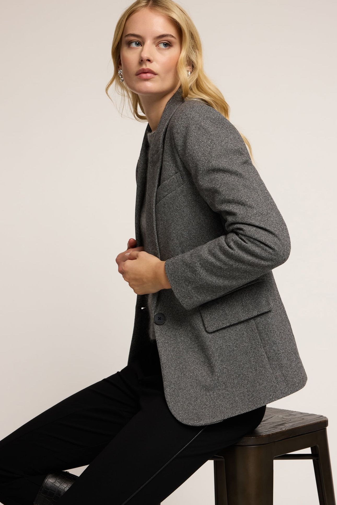 YARN-DYED STRUCTURED BLAZER GREY 4