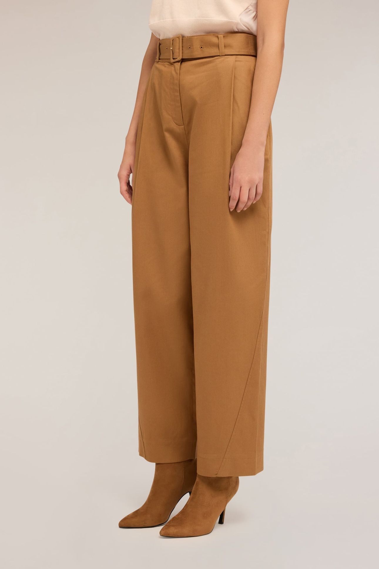 BALLOON PANTS WITH FABRIC BELT BEIGE 1