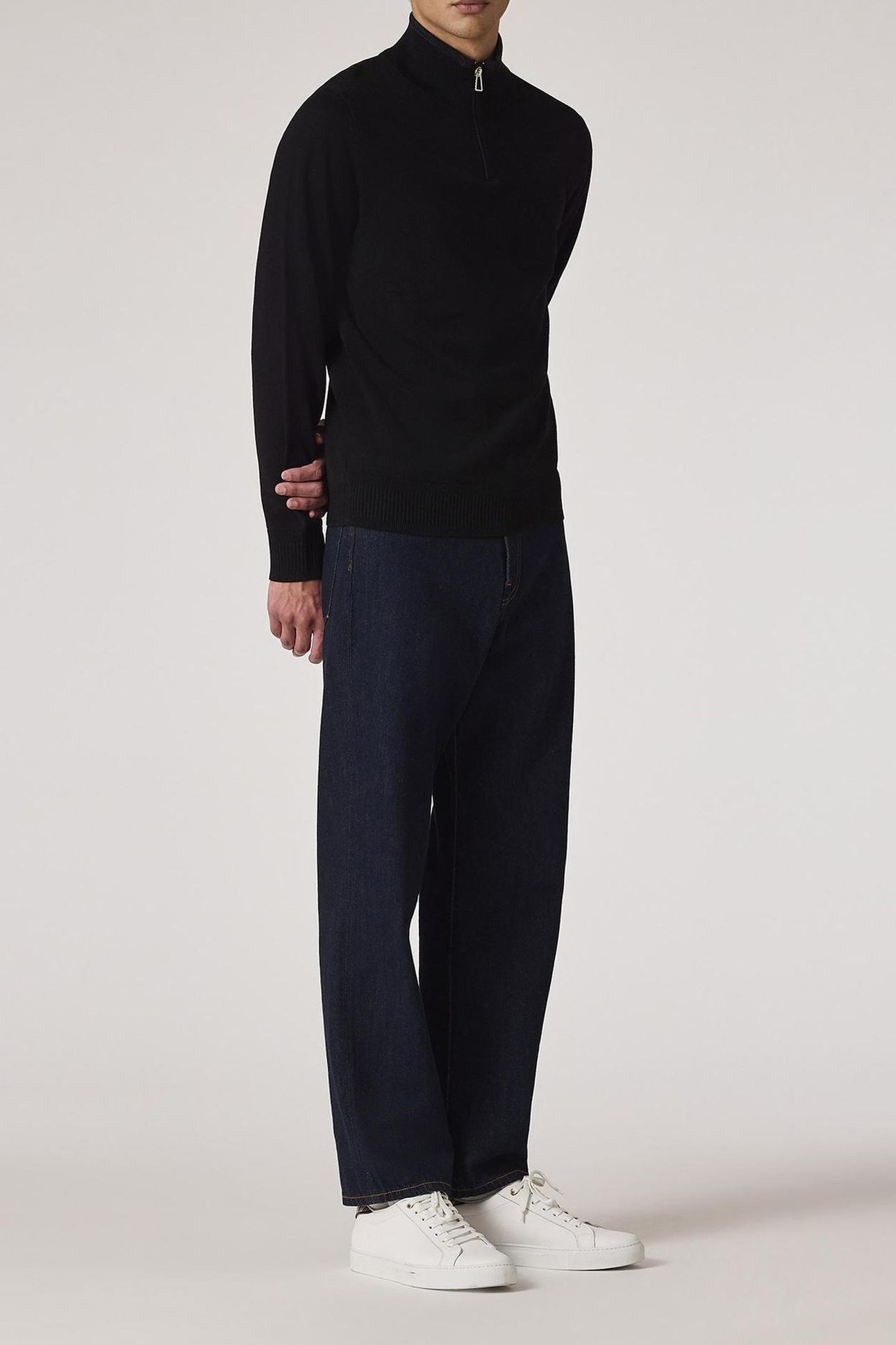 MENS SWEATER ZIP NECK BLACK 3