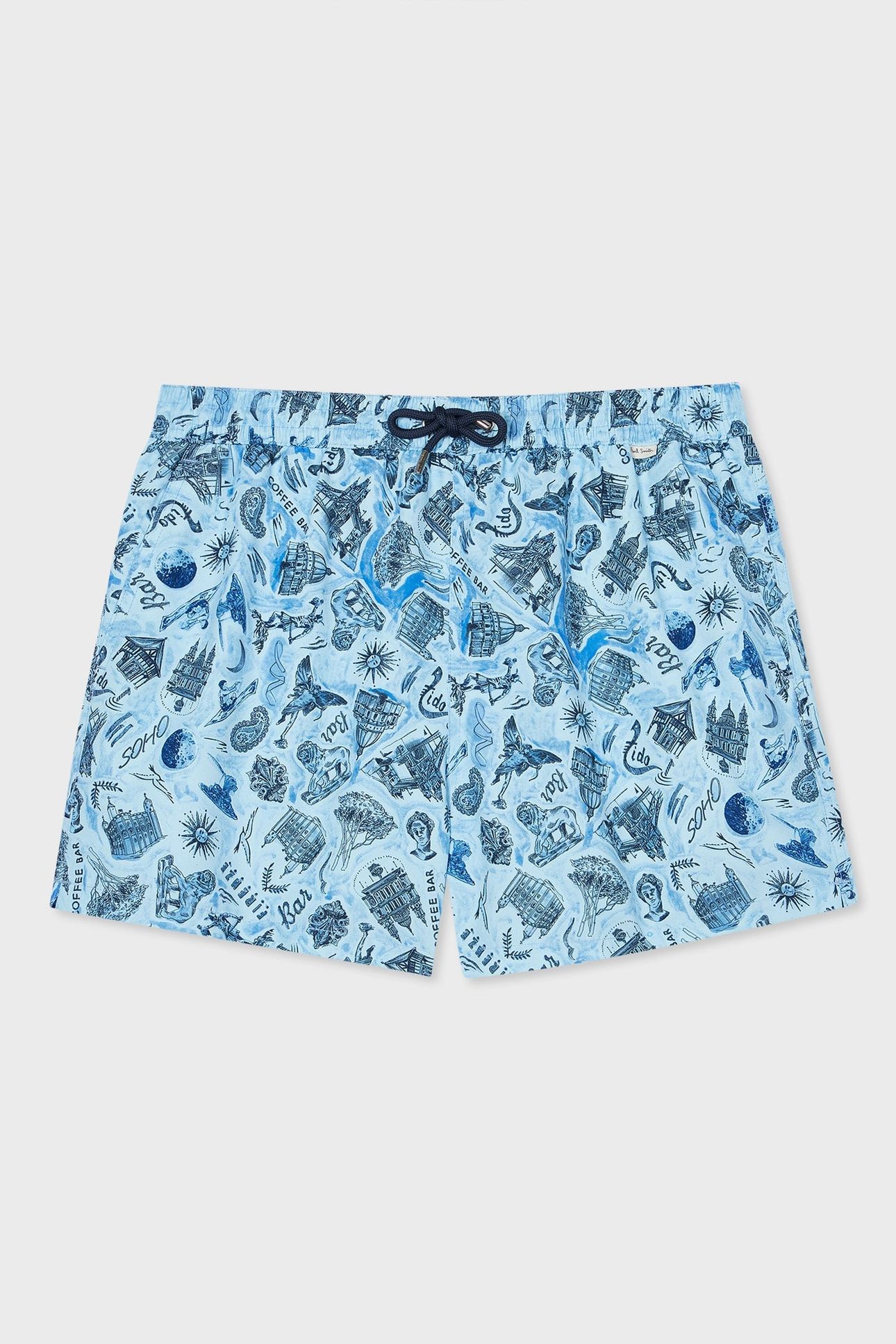MEN SWIM SHORT CITY DITSY LIGHT BLUE 1