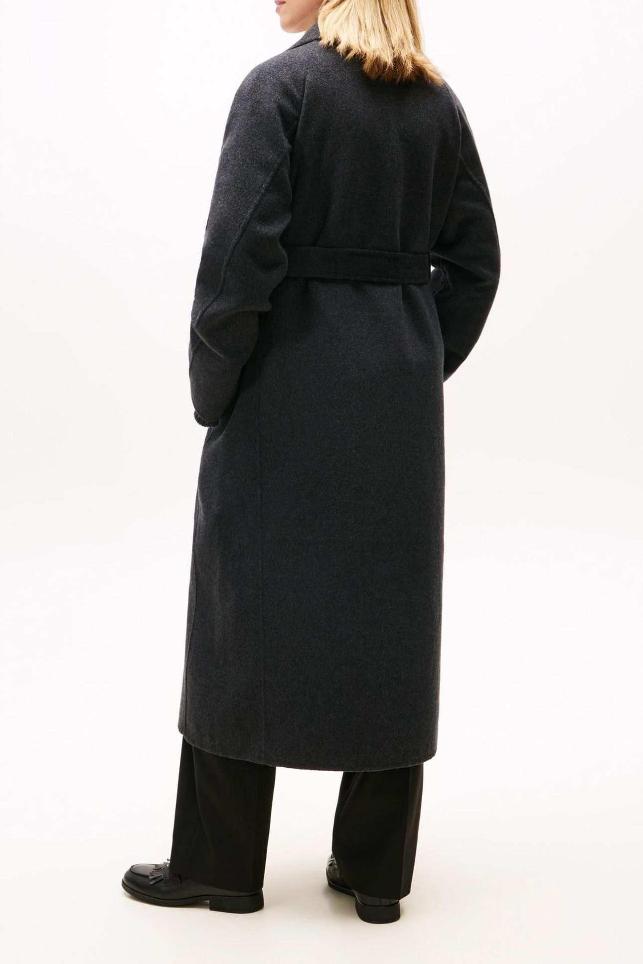 DF WOOL REG BELTED COAT DARK GREY HEATHER 2