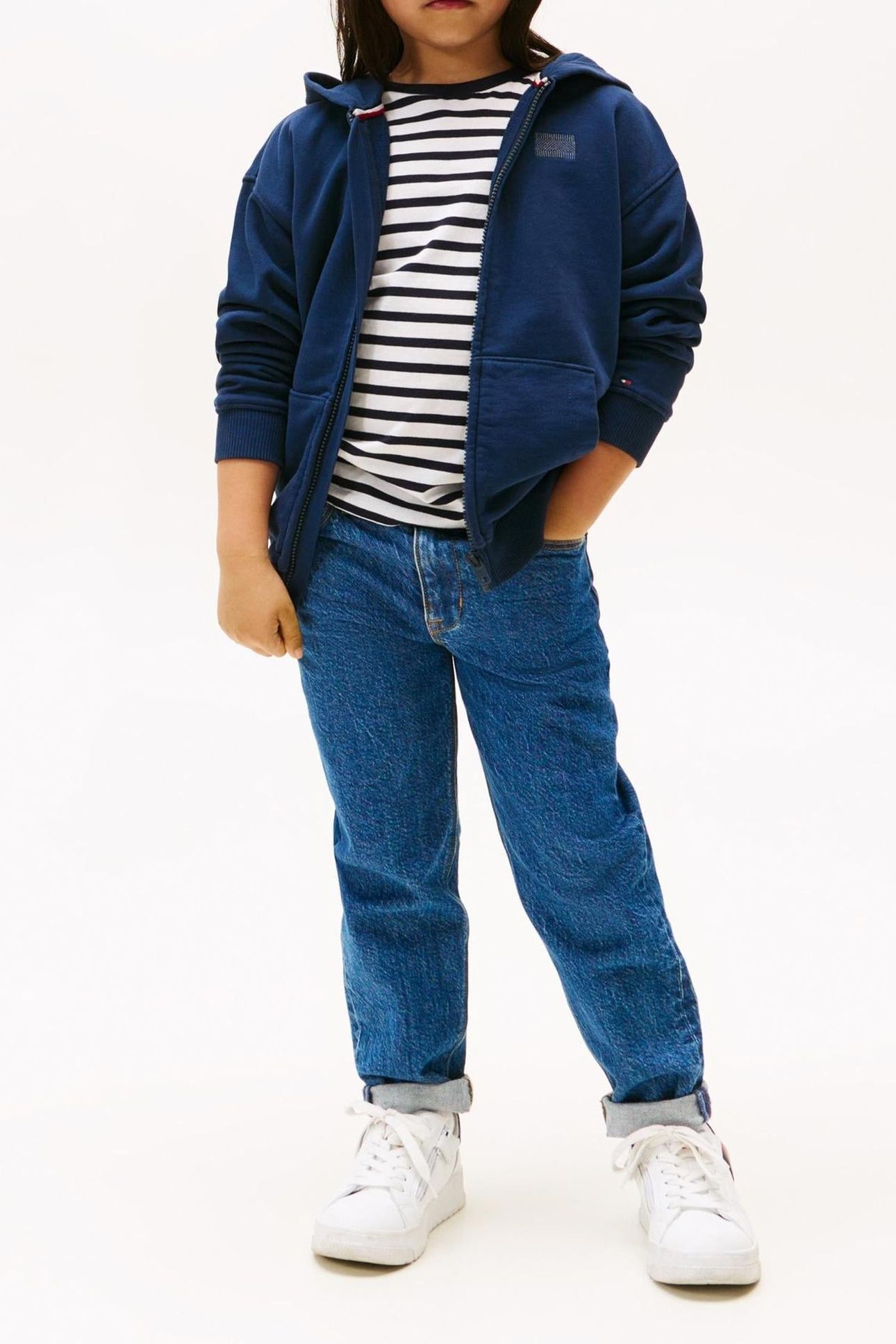 BOYS TONAL FLAG EMB ZIP DARK NIGHT NAVY 3