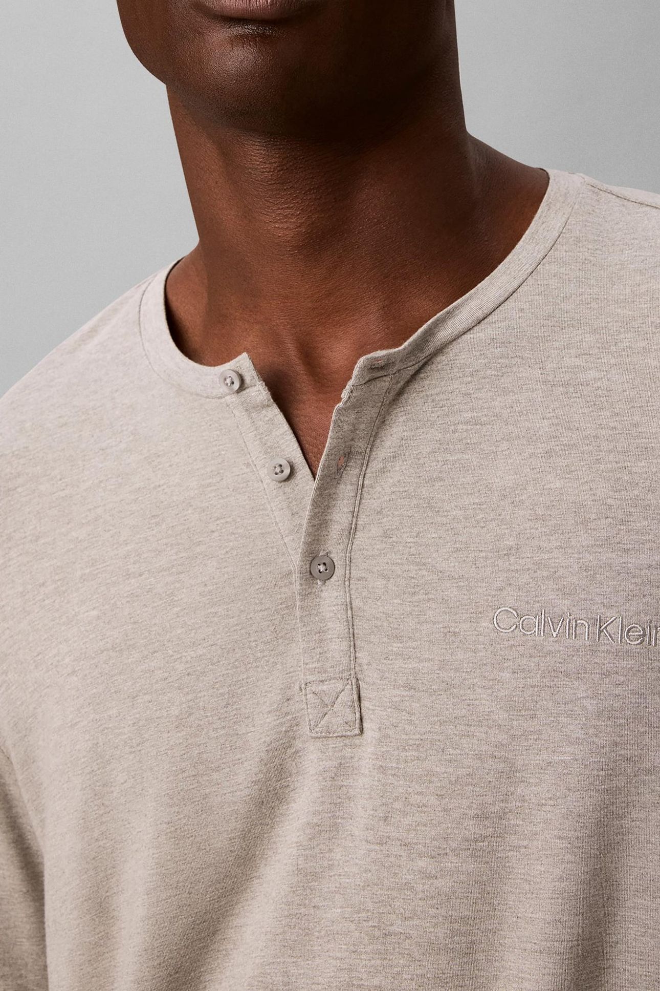 MODAL L/S HENLEY GREY HEATHER 9
