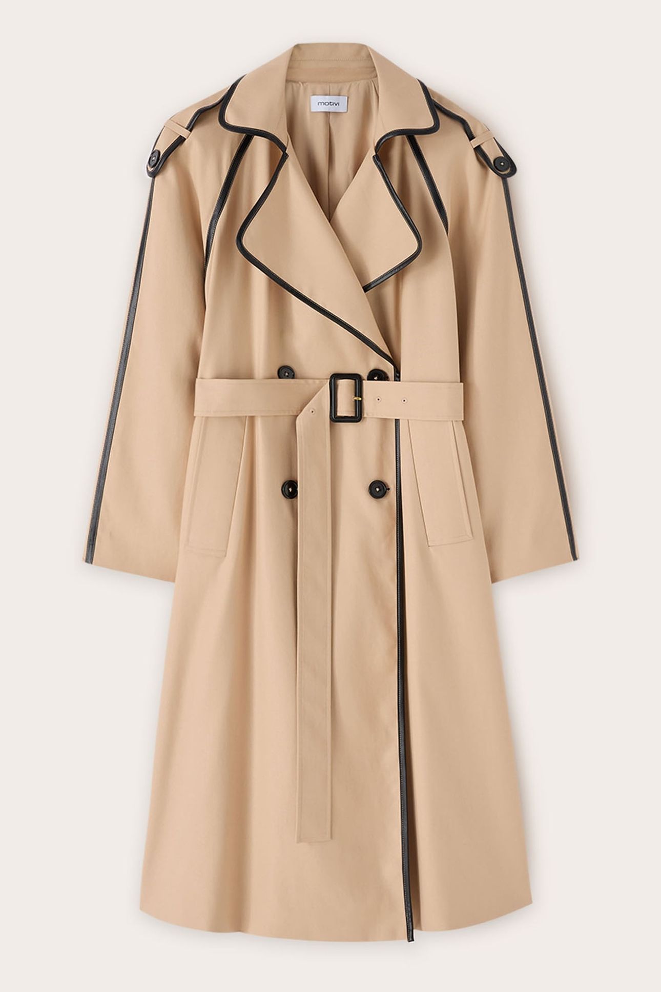DOUBLE-BREASTED TRENCH COAT WITH TRIMMINGS BEIGE 3