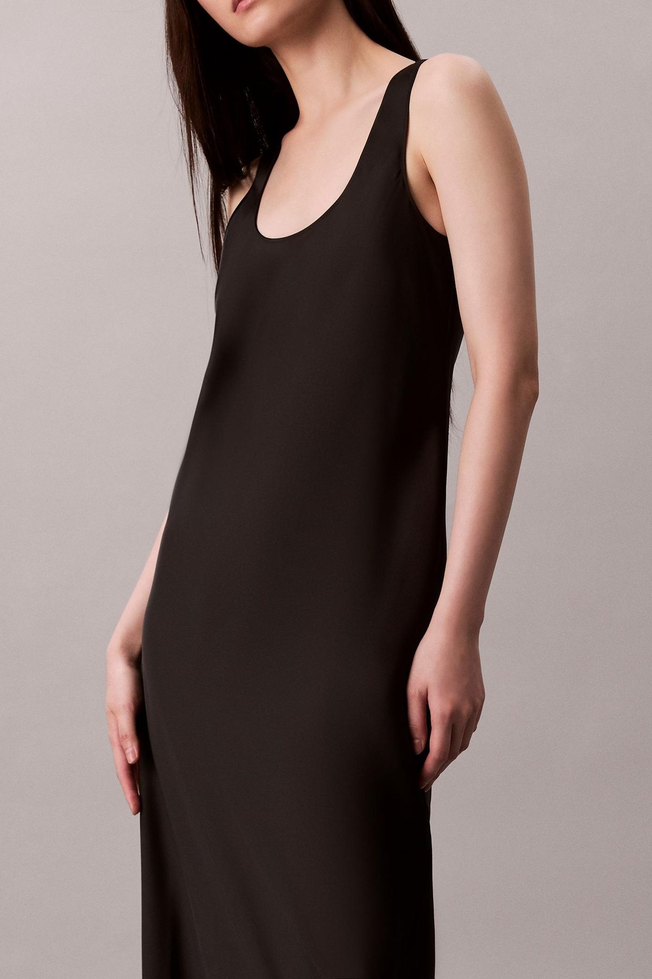 MATTE SHINE SATIN DRESS BLACK 5