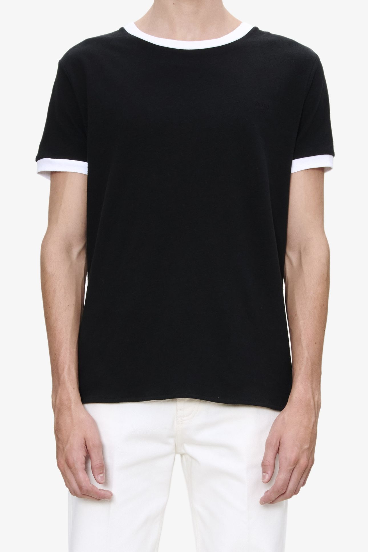 UNISEX T-SHIRT SHORT SLEEVE CONTRAST BLACK 1