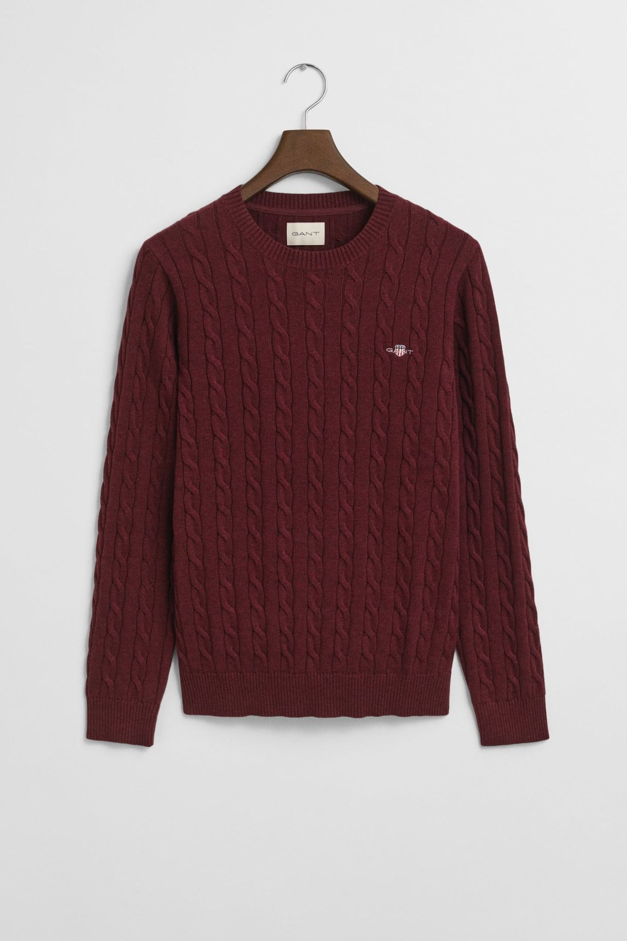 CLASSIC CABLE KNIT SWEATER BORDEAUX MELANGE 3