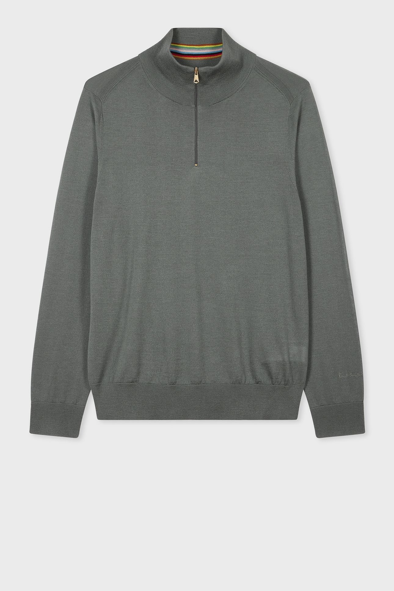 MENS SWEATER ZIP NECK PETROL GREEN 4