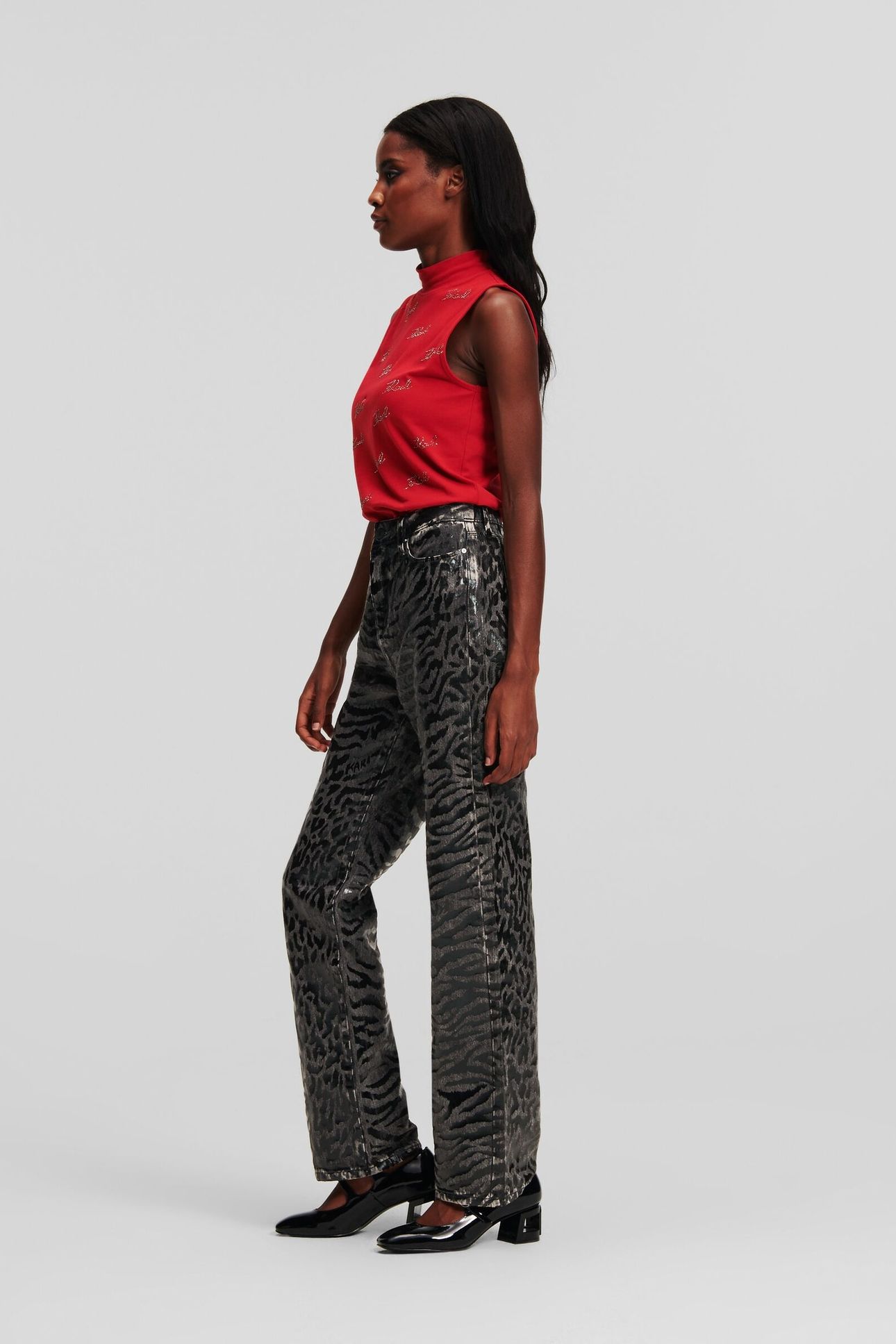 AOP STRAIGHT DENIM PANTS BLACK PRINTED DENIM 3