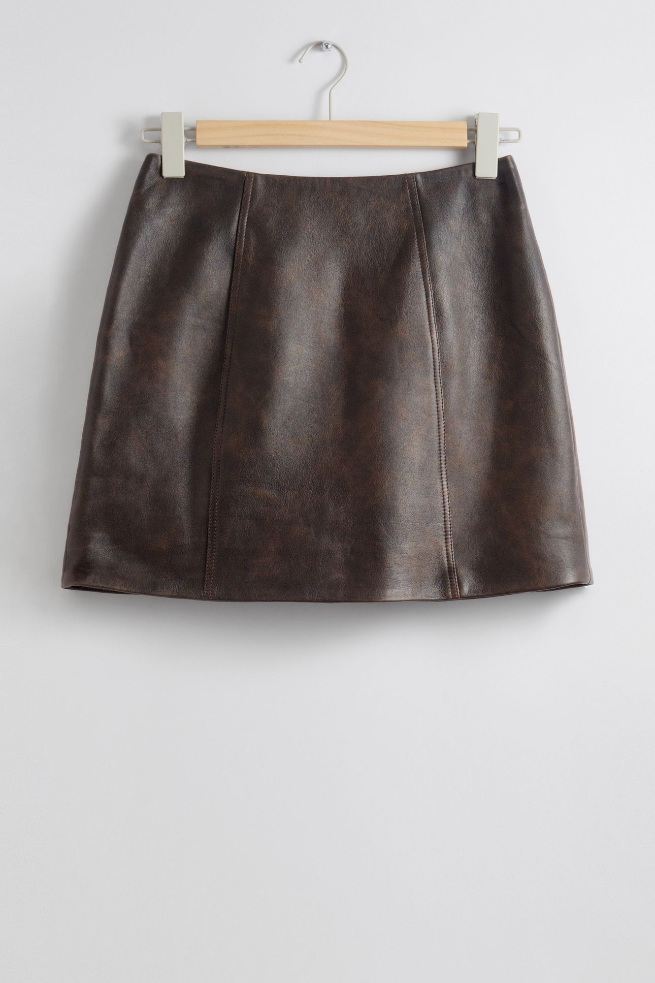 LA ULLA LEATHER SKIRT BROWN 3