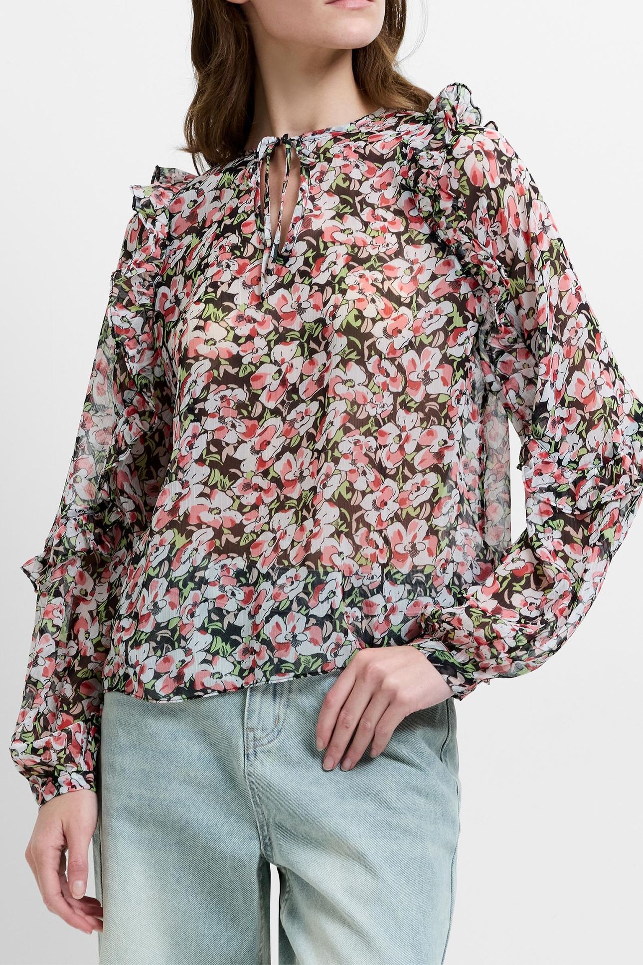 MOLLY EMINA RUFFLE SLV TOP MULTI 1
