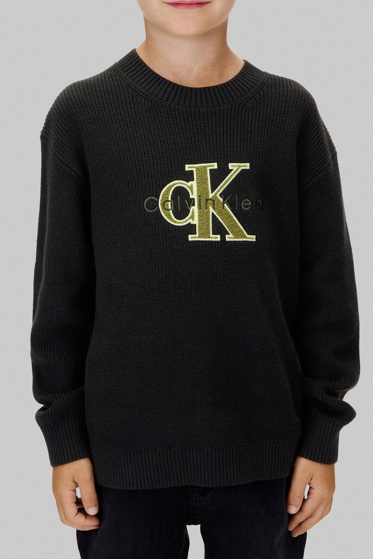 BOYS TOWELLING STITCH SWEATER BLACK 1