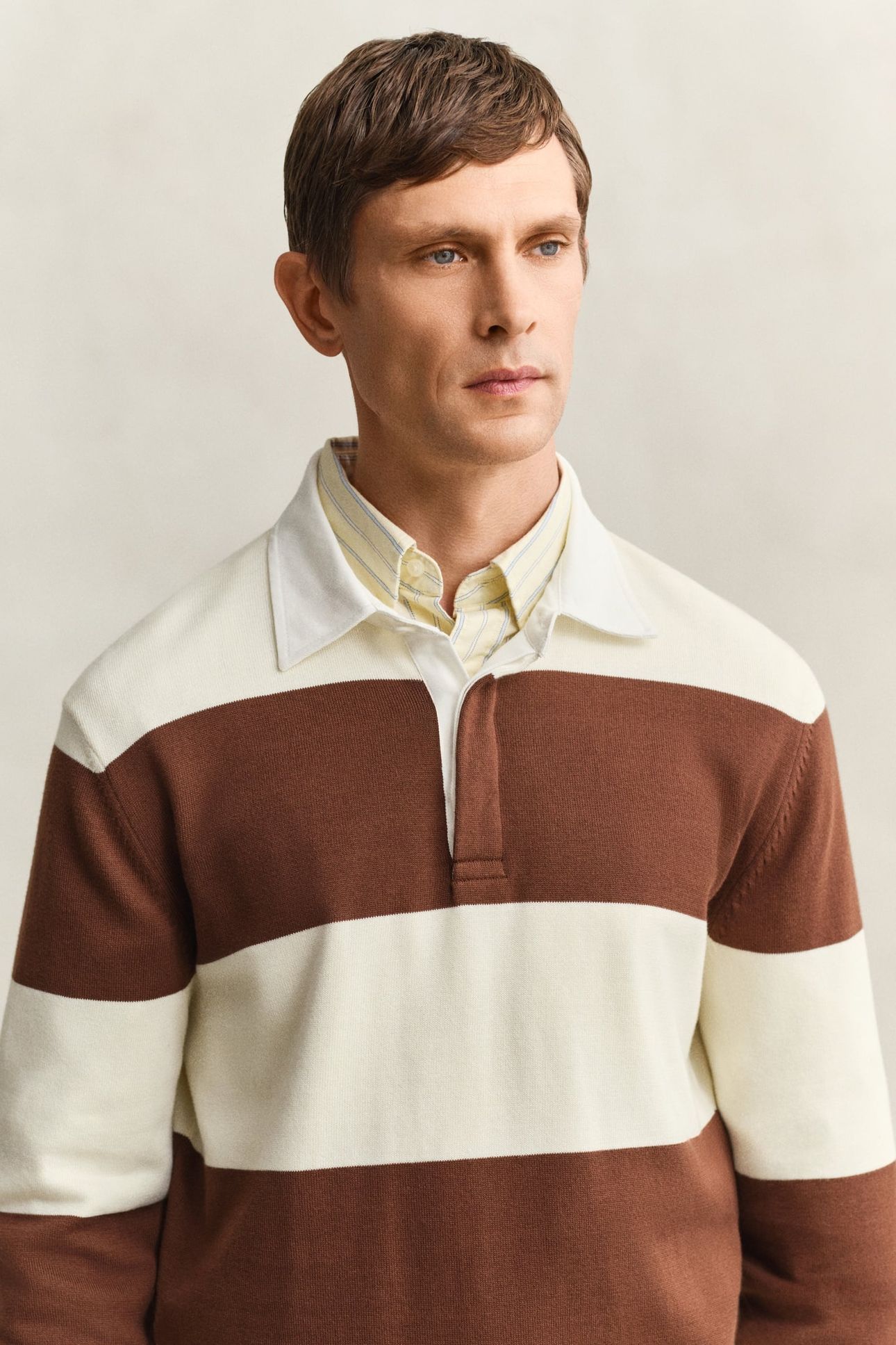 BARSTRIPED COTTON POLO CREAM 5