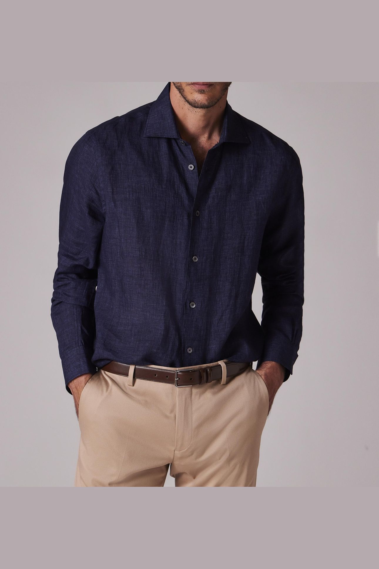 MENS S/C SLIM FIT SHIRT INKY BLUE 2