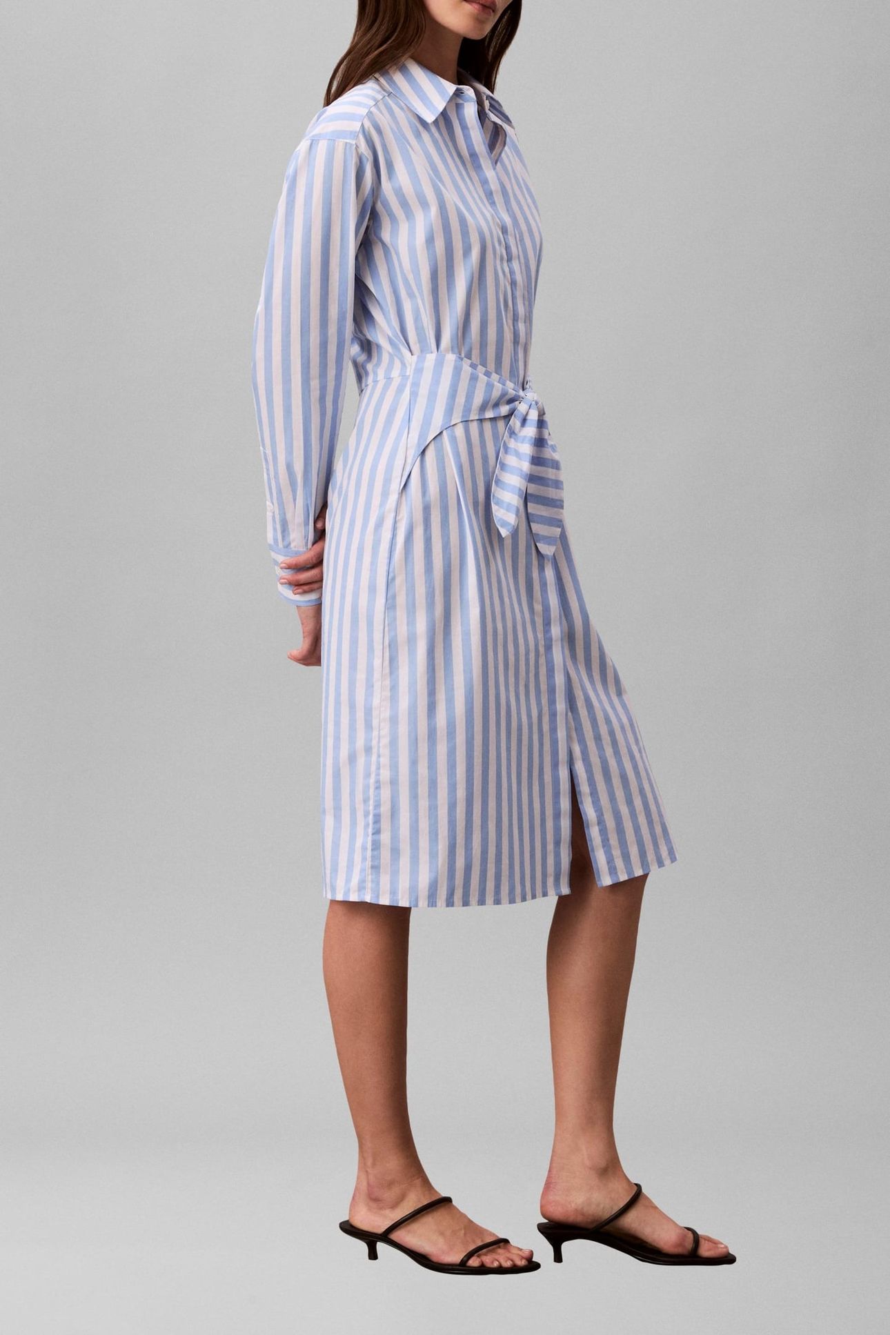 YARNDYE COTTON POPLIN DRESS BLUE DESCENT 3