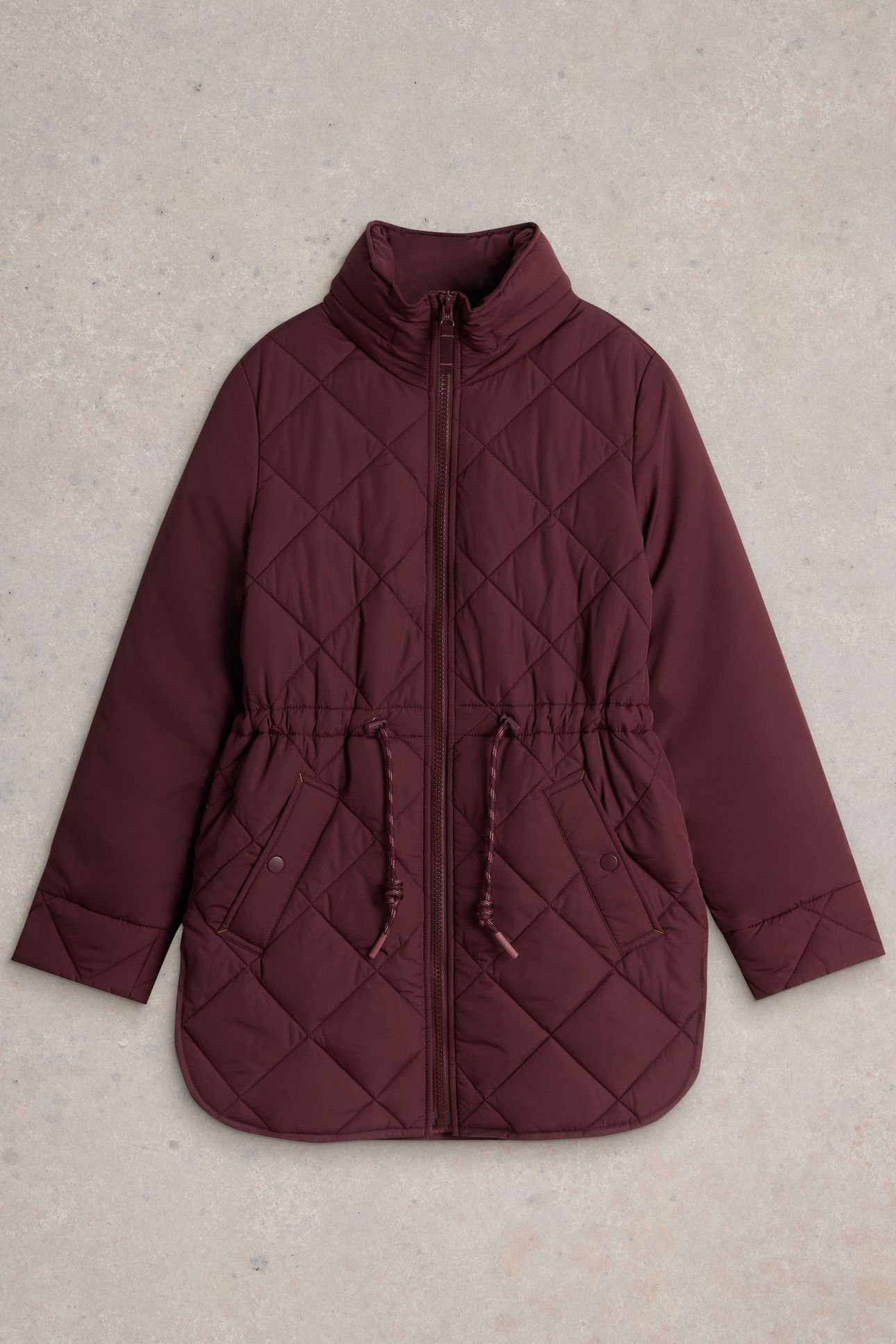 EMILIA QUILTED COAT DARK PLUM 5