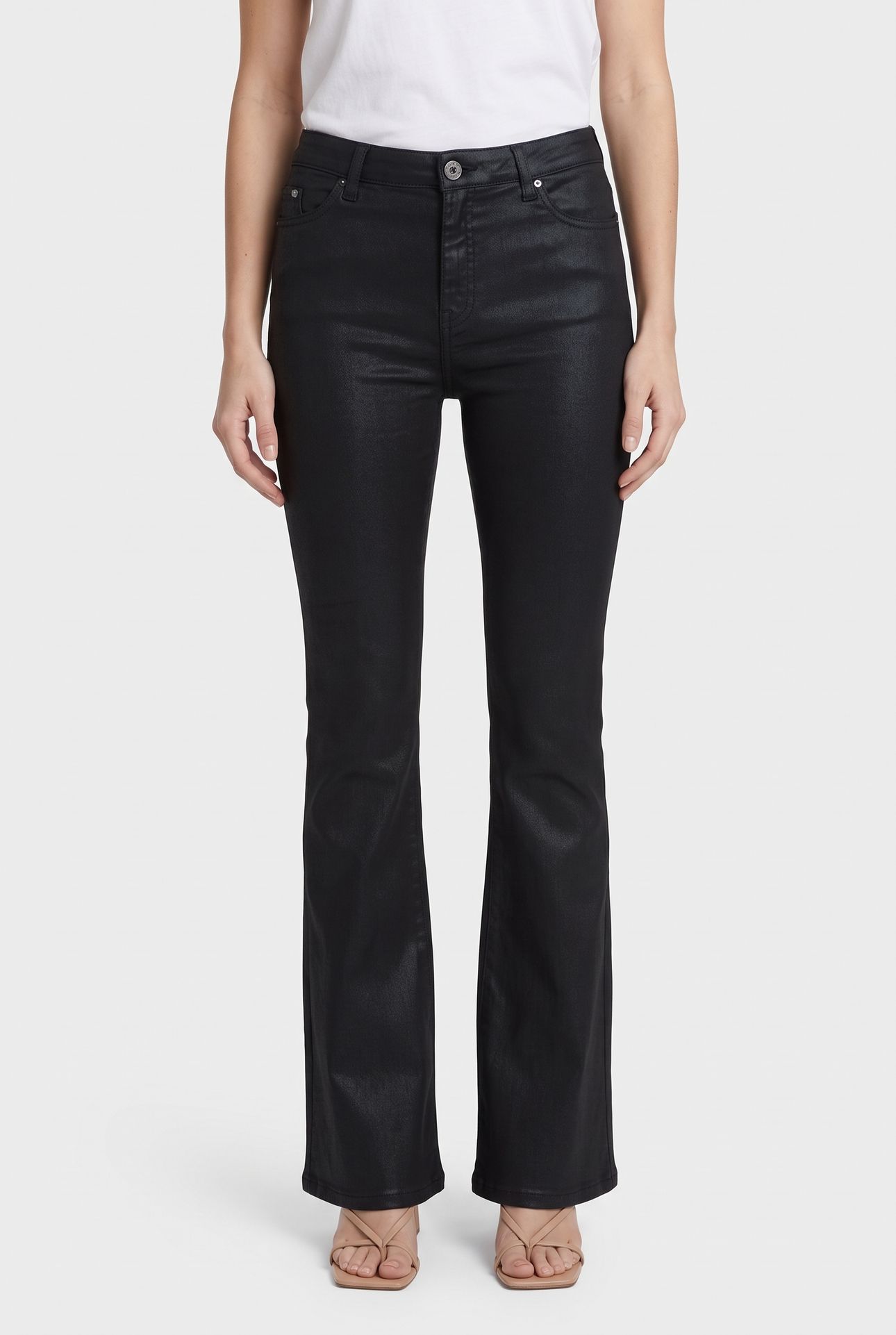 COATED BOOTCUT JEANS BLACK DENIM 1