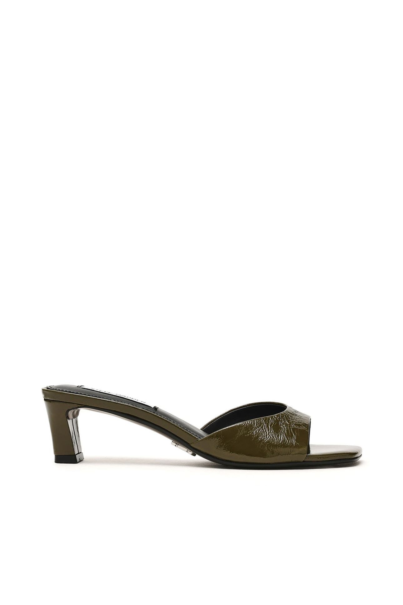 HINTS MULES DK OLIVE CRINKLE LEATHER 1