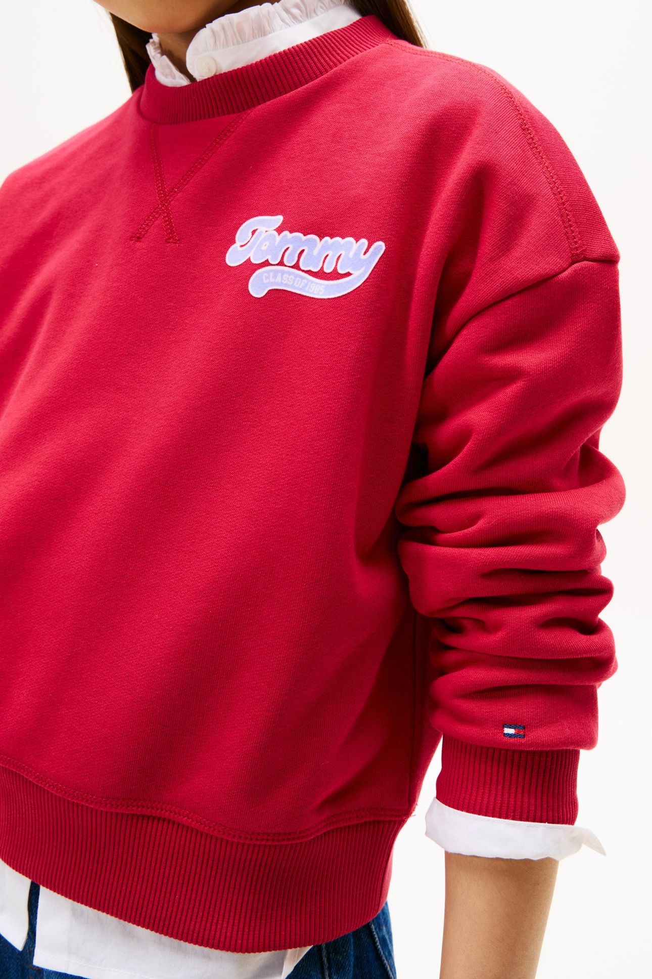GIRLS TOMMY FLOCK SWEATSHIRT RUBY RHUBARB 5
