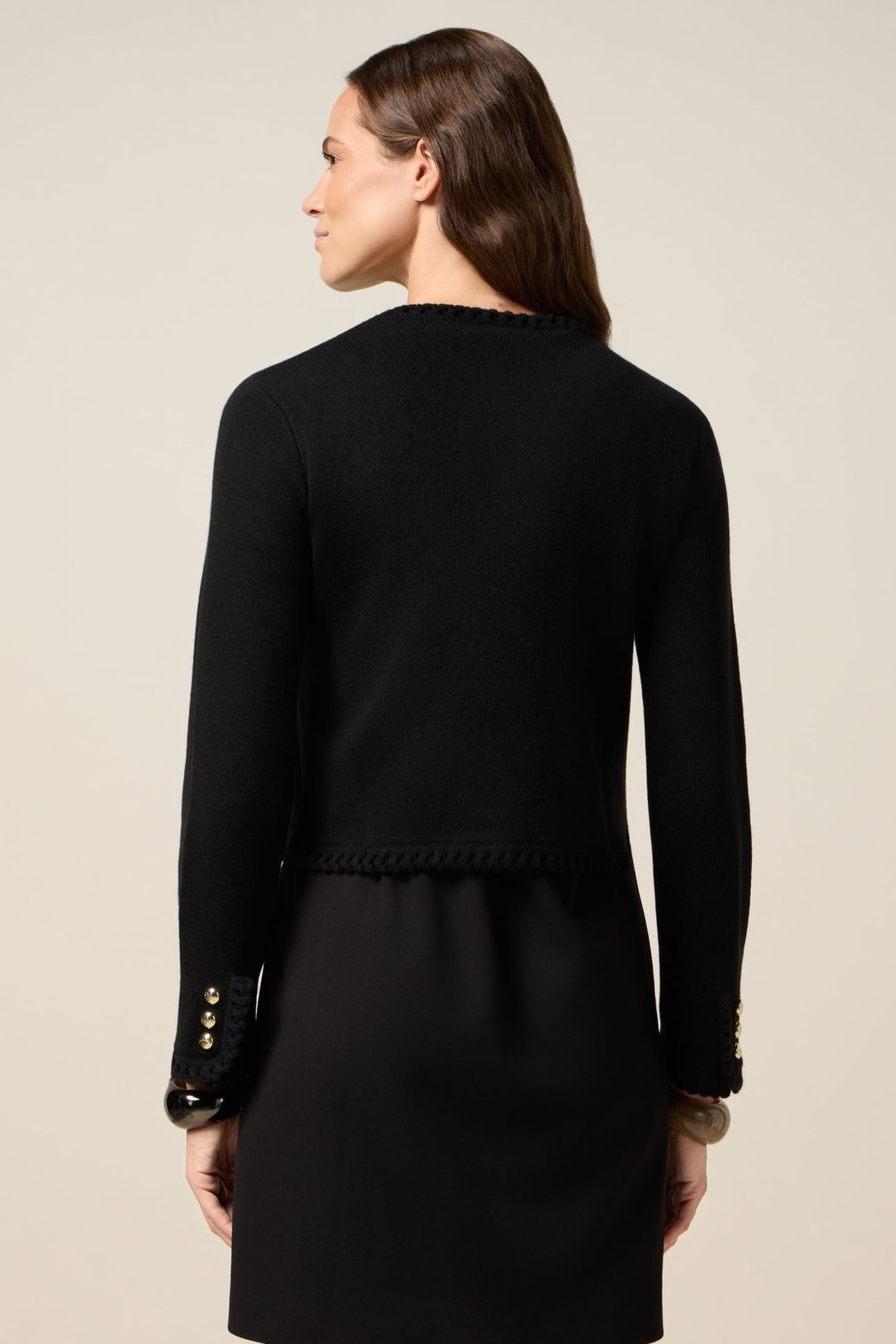 KNITTED JACKET WITH WORKED EDGES BLACK 2